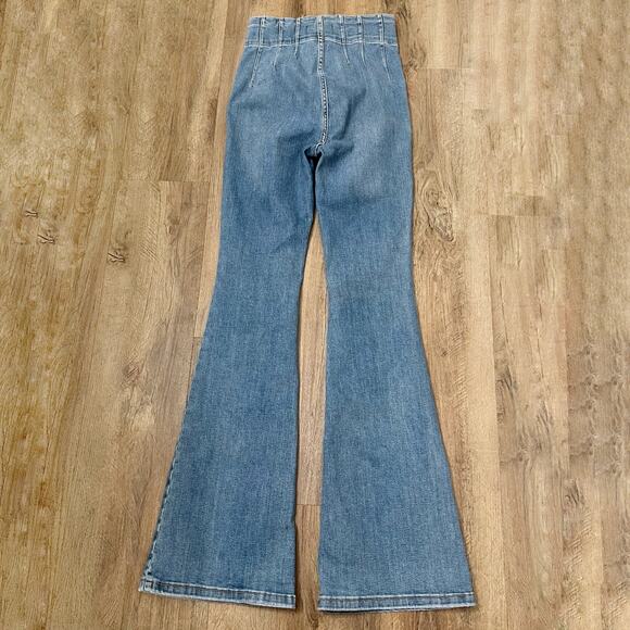 Free People X We The Free‎ Women's Light Blue Jayde Flared Jeans Size 27 - Picture 5 of 12